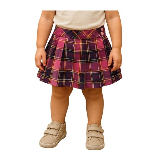 Garanimals Toddler Size 3T Skort Girls Plaid Pink Purple Yellow Pleated - Picture 1 of 6